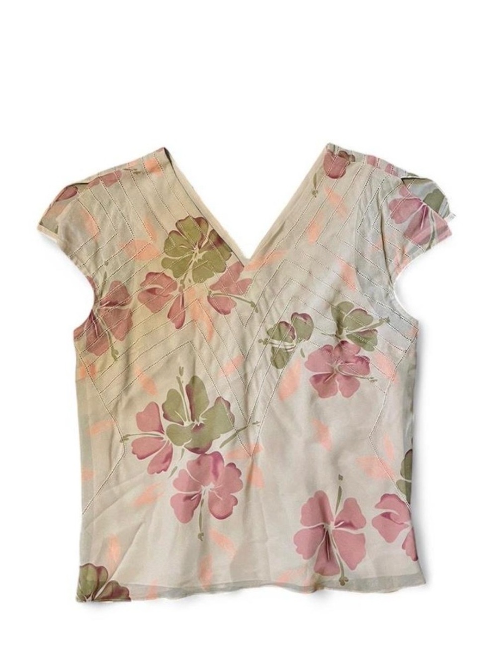 Vintage Whimsy 90s Adrianna Papell Silk Floral Sleeveless Top Size 6